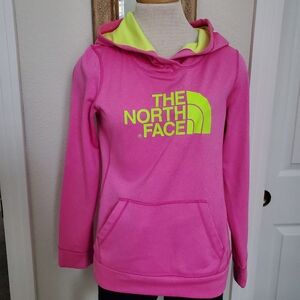 The North Face Pink and Green Logo Hoodie